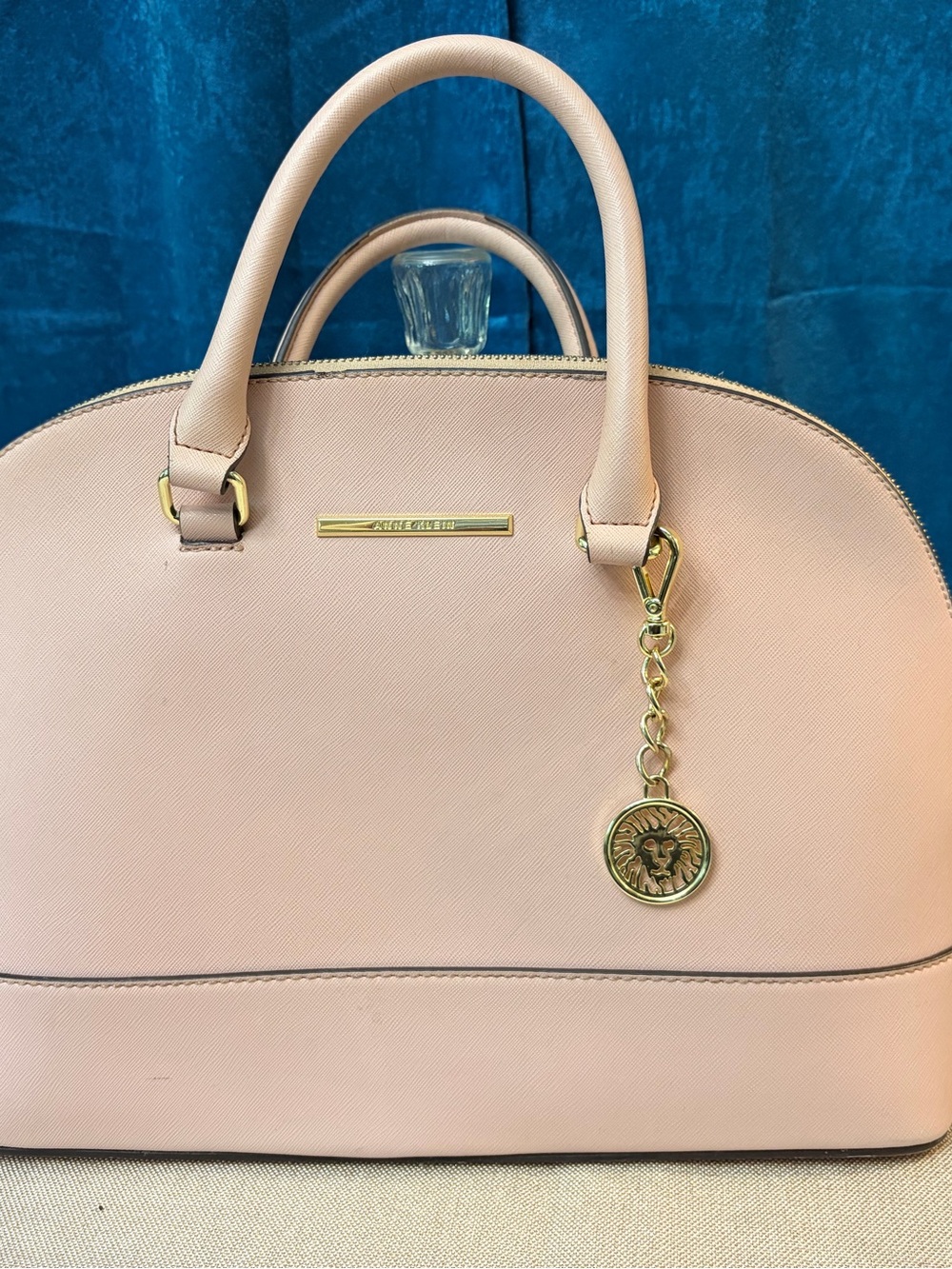 Anne Klein Shimmer Down Dome Satchel Bag in Blush Pink
